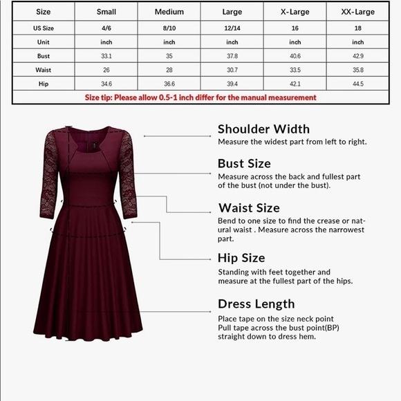 NEW WITH TAGS Navy Blue Dress with Lace Sleeves, Dainty Lace size Medium - Picture 8 of 11